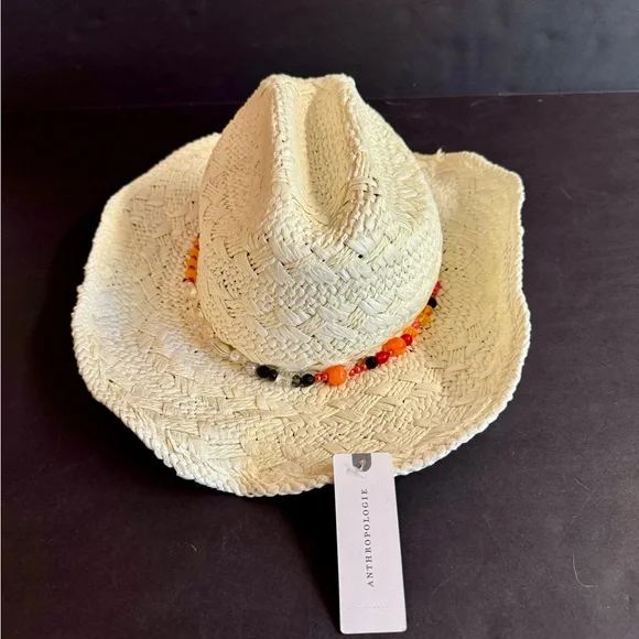 NWT Anthropologie x San Diego Hat Co.-Cream Coastal Cowgirl Boho Hat. - Picture 2 of 9